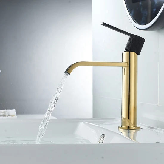 Grifo de lavabo de latón dorado cepillado de venta popular Momali para cuarto de baño con ducha