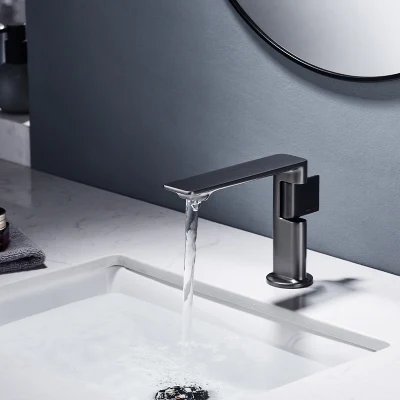 Grifos de lavabo de latón para lavabo de baño contemporáneo, grifos modernos para lavabo en cascada de una manija